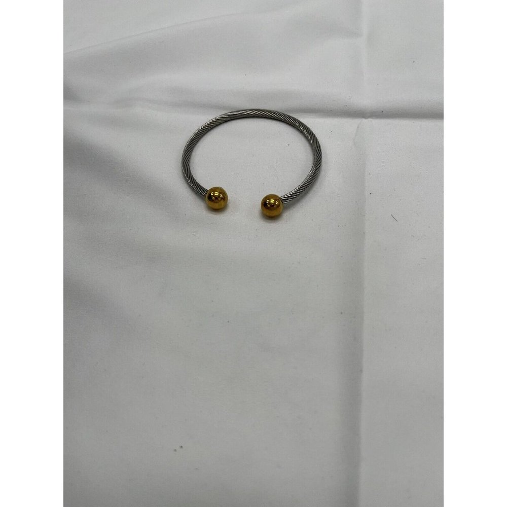 stainless steel rope bracelet with gold tone beads. (200) For my use.